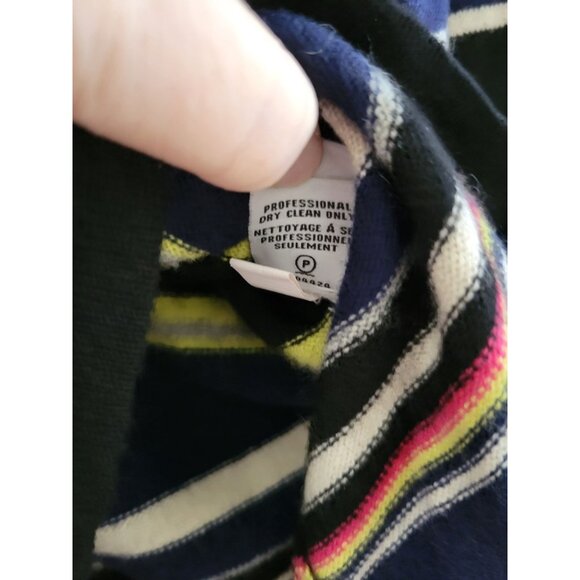 Diane von Furstenberg DVF Jolanta Black striped Cashmere sweater size Large - Picture 7 of 11